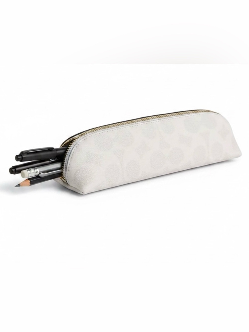 Coach signature Canvas Leather Zip Pencil Case - White NWT